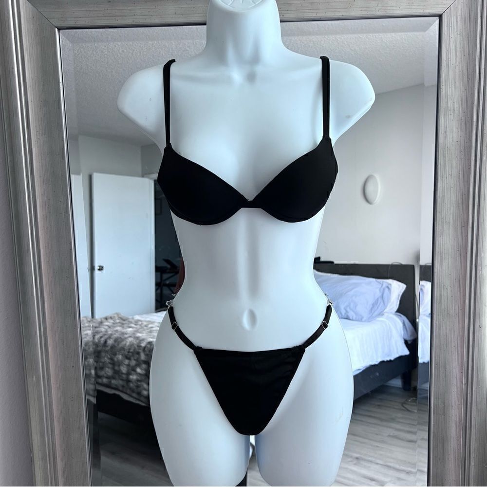 Ribbed Bikini Set Heart Chain Linked Size S